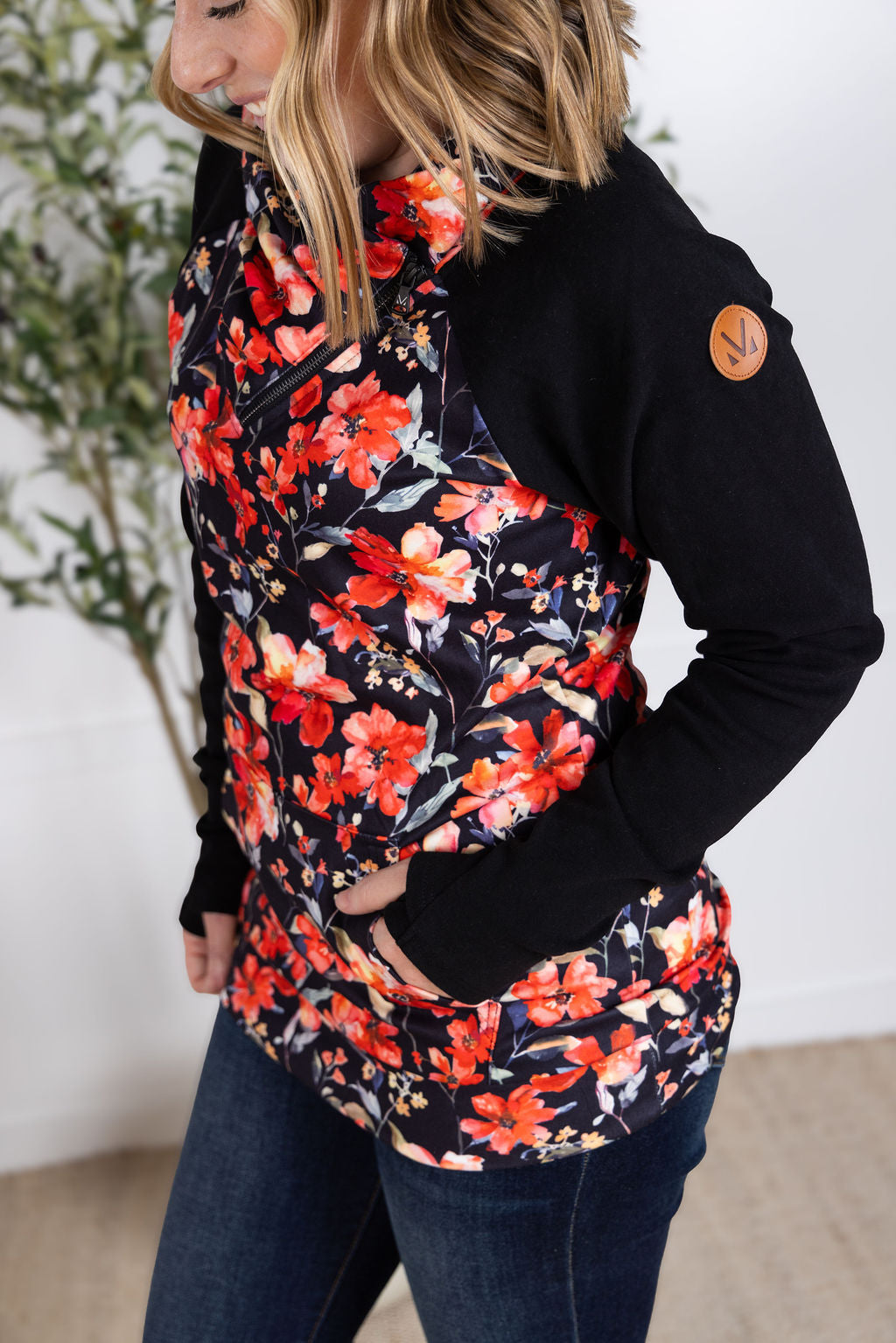 Zoey ZipCowl Sweatshirt - Sunset Floral